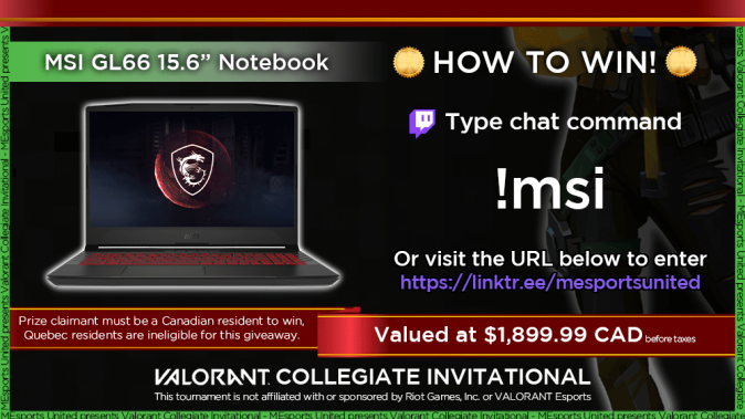 MSI GL66 15.6″ notebook Giveaway